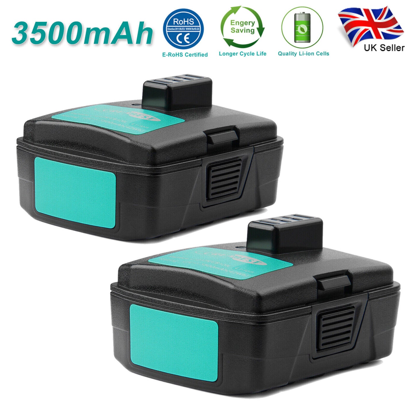 2x Batterie de remplacement Li-Ion 12V 3500mAh pour Ryobi AEG L1212R 130503001 130503005 BPL-1220