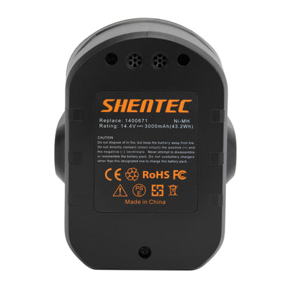 SHENTEC Batterie 3,0 Ah 14,4 V pour Ryobi BPP1413 BPP1417 BPP1415 BPP-1420 CDI1443 CAP144