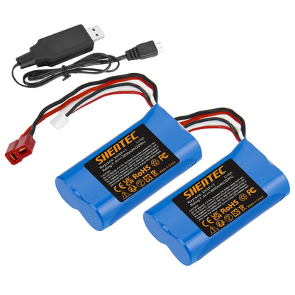 SHENTEC 7.4V 3.0Ah Batterie Li-ion Prise XH3P+T pour Voiture RC WLtoys 12401 12402 12403