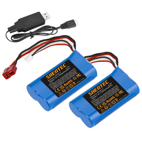 SHENTEC 7.4V 3.0Ah Batterie Li-ion Prise XH3P+T pour Voiture RC WLtoys 12401 12402 12403