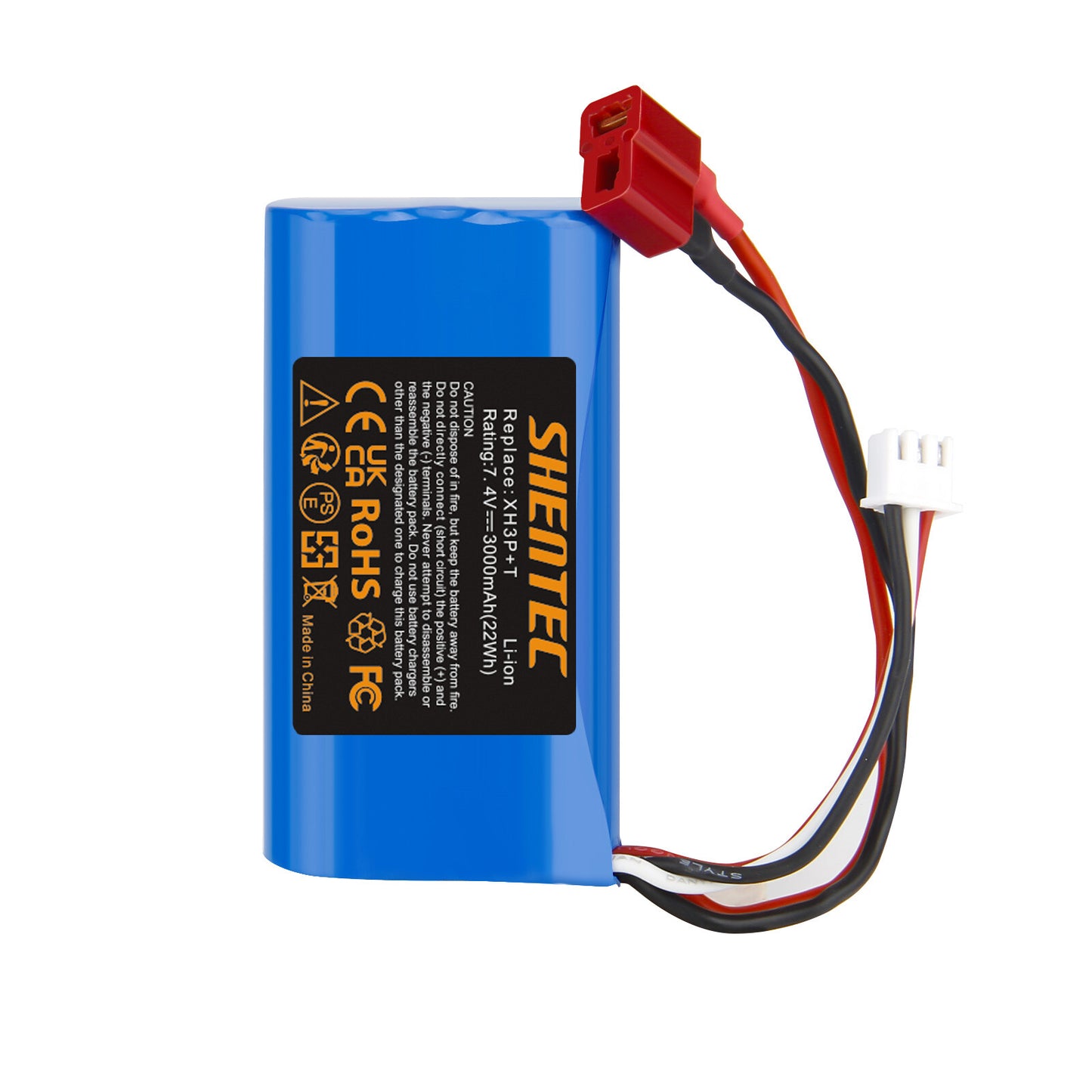 SHENTEC 7.4V 3.0Ah Batterie Li-ion Prise XH3P+T pour Voiture RC WLtoys 12401 12402 12403