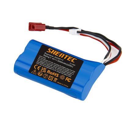 SHENTEC 7.4V 3.0Ah Batterie Li-ion Prise XH3P+T pour Voiture RC WLtoys 12401 12402 12403