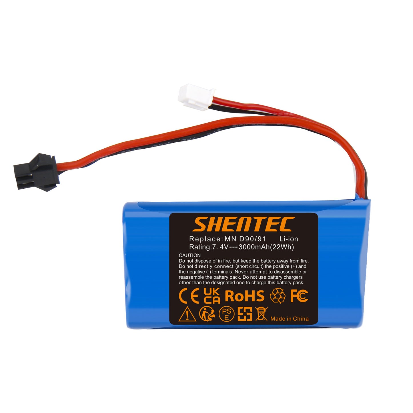 SHENTEC 3Ah 7.4V Li-ion Batterie pour MN D90/91 MN 99/99S Voiture RC Modèle H101 H105 RC