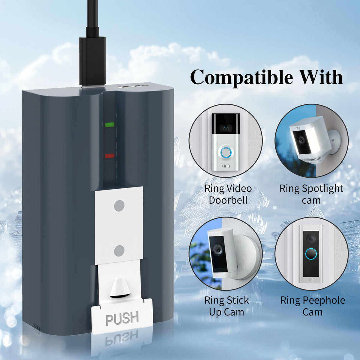 SHENTEC 6.4Ah V4 Batterie rechargeable pour Ring Video Doorbell 2 3 4 Spotlight Stick Up