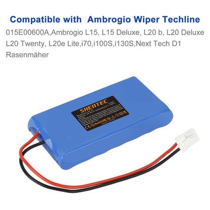 Batterie Li-ion pour tondeuse SHENTEC compatible Ambrogio Wipers Techline 015E00600A, Ambrogio L15/L15 Deluxe/L20 b/L20 Deluxe/L20 Twenty/L20e Lite/i70/i100S/i130S/Next Tech D1