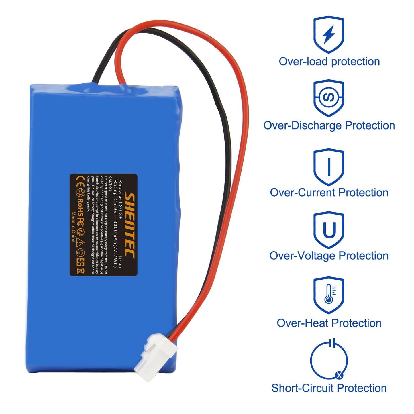 Batterie Li-ion pour tondeuse SHENTEC compatible Ambrogio Wipers Techline 015E00600A, Ambrogio L15/L15 Deluxe/L20 b/L20 Deluxe/L20 Twenty/L20e Lite/i70/i100S/i130S/Next Tech D1