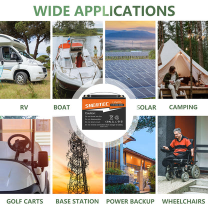SHENTEC 12.8V 30AH Batterie Lithium LiFePO4 pour Maison Camping-Car Bateau Alimentation d'Urgence