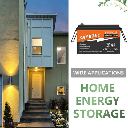 SHENTEC BATTERIE 12V 200Ah LITHIUM LiFePO4 POUR BATEAU ET CAMPING-CAR 6000+ CYCLES