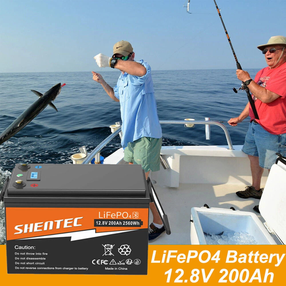 SHENTEC BATTERIE 12V 200Ah LITHIUM LiFePO4 POUR BATEAU ET CAMPING-CAR 6000+ CYCLES