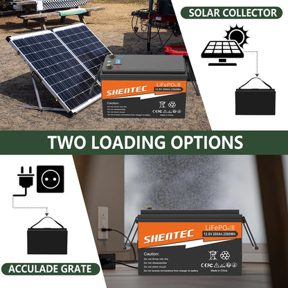 SHENTEC BATTERIE 12V 200Ah LITHIUM LiFePO4 POUR BATEAU ET CAMPING-CAR 6000+ CYCLES