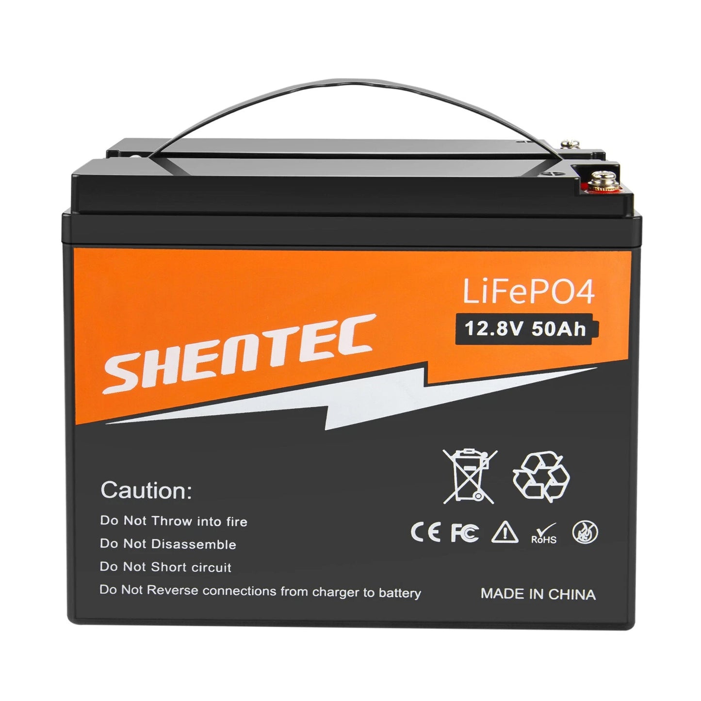 SHENTEC Batterie Lithium LiFePO4 12.8V 50Ah pour Solaire, Camping-Car, Bateau, Caravane, Camping