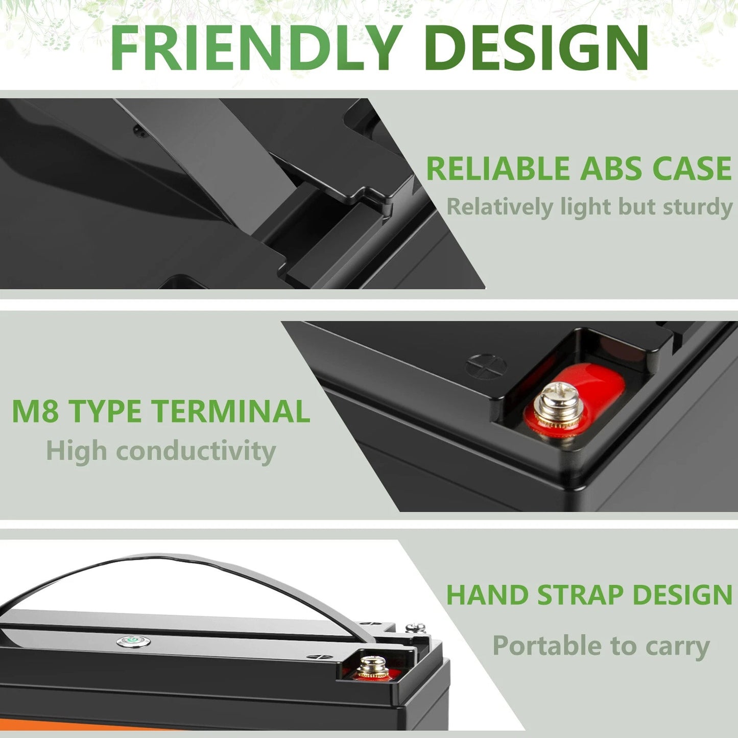 SHENTEC Batterie Lithium LiFePO4 12.8V 50Ah pour Solaire, Camping-Car, Bateau, Caravane, Camping