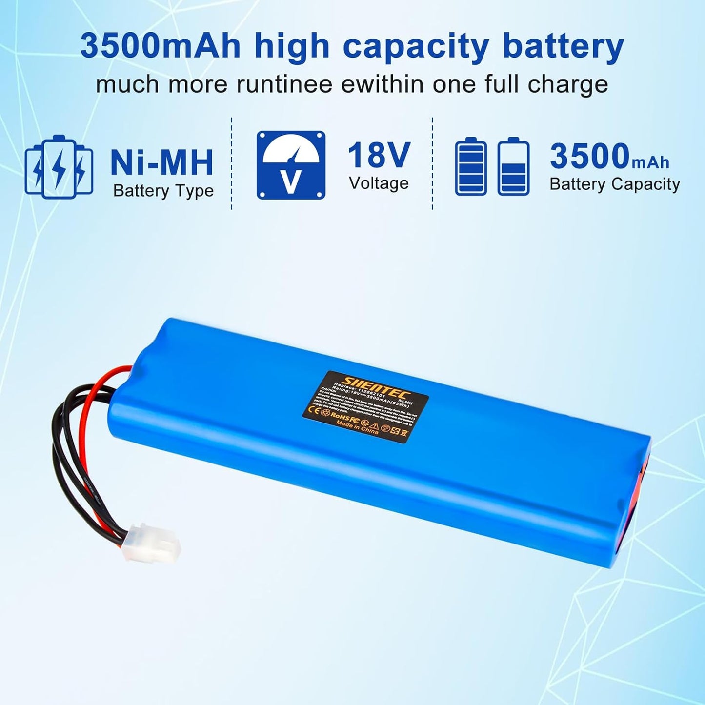 SHENTEC Batterie de remplacement Ni-MH pour tondeuse à gazon 18V pour Husqvarna Automower 210C, 210AC, 220AC, 230ACX, 260ACX, G2 2004-2006