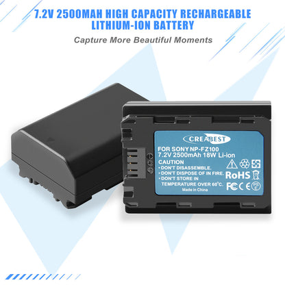 2x Batteries NP-FZ100 & Chargeur Pour Sony Alpha A6600 A9R A9S A7 III A7R III A7R IV