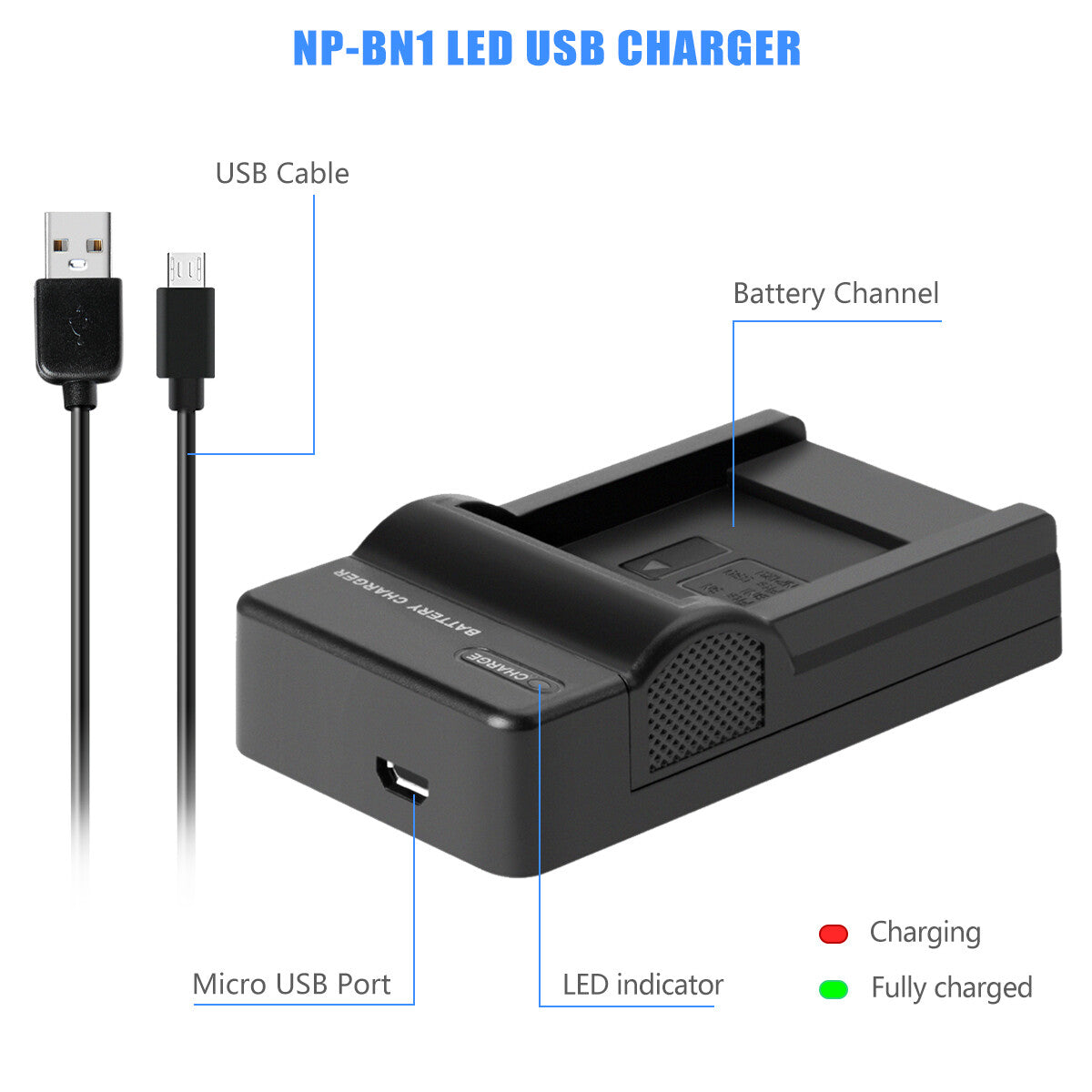 Chargeur De Batterie NP-BN1 2 Pièces Pour Sony Cyber-Shot DSC-W310 W800 W320 W350 W380