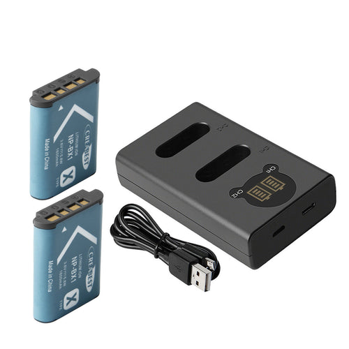 SHENTEC Lot de 2 batteries NP-BX1 pour Sony DSC-RX100, HX300, H400, WX350, WX400, HX50V, HX60