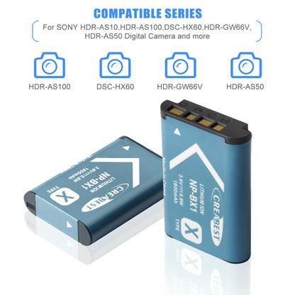 SHENTEC Lot de 2 batteries NP-BX1 pour Sony DSC-RX100, HX300, H400, WX350, WX400, HX50V, HX60