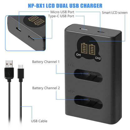 SHENTEC Lot de 2 batteries NP-BX1 pour Sony DSC-RX100, HX300, H400, WX350, WX400, HX50V, HX60