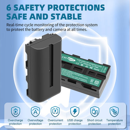 Pack de 2 Batterie 7.2V NP-F550 + Chargeur double pour SONY NP-F970 NP-F960 F990 F950 F530 F330