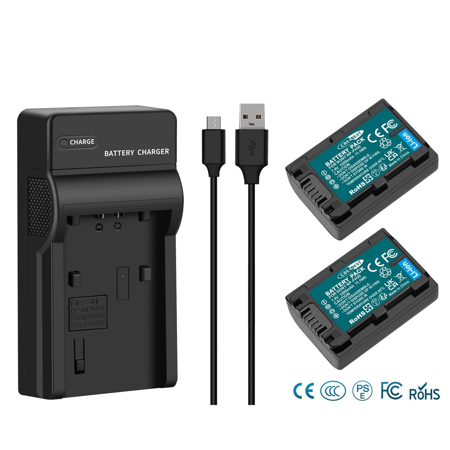 2x NP-FP50,NP-FP51 7.4V Batterie+Chargeur Pour Sony NP-FH40 NP-FH50 NP-FH60 NP-FH70