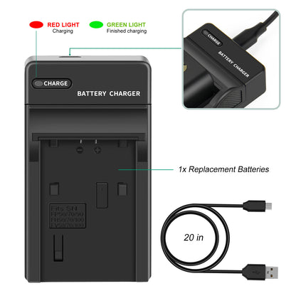 2x NP-FP50,NP-FP51 7.4V Batterie+Chargeur Pour Sony NP-FH40 NP-FH50 NP-FH60 NP-FH70