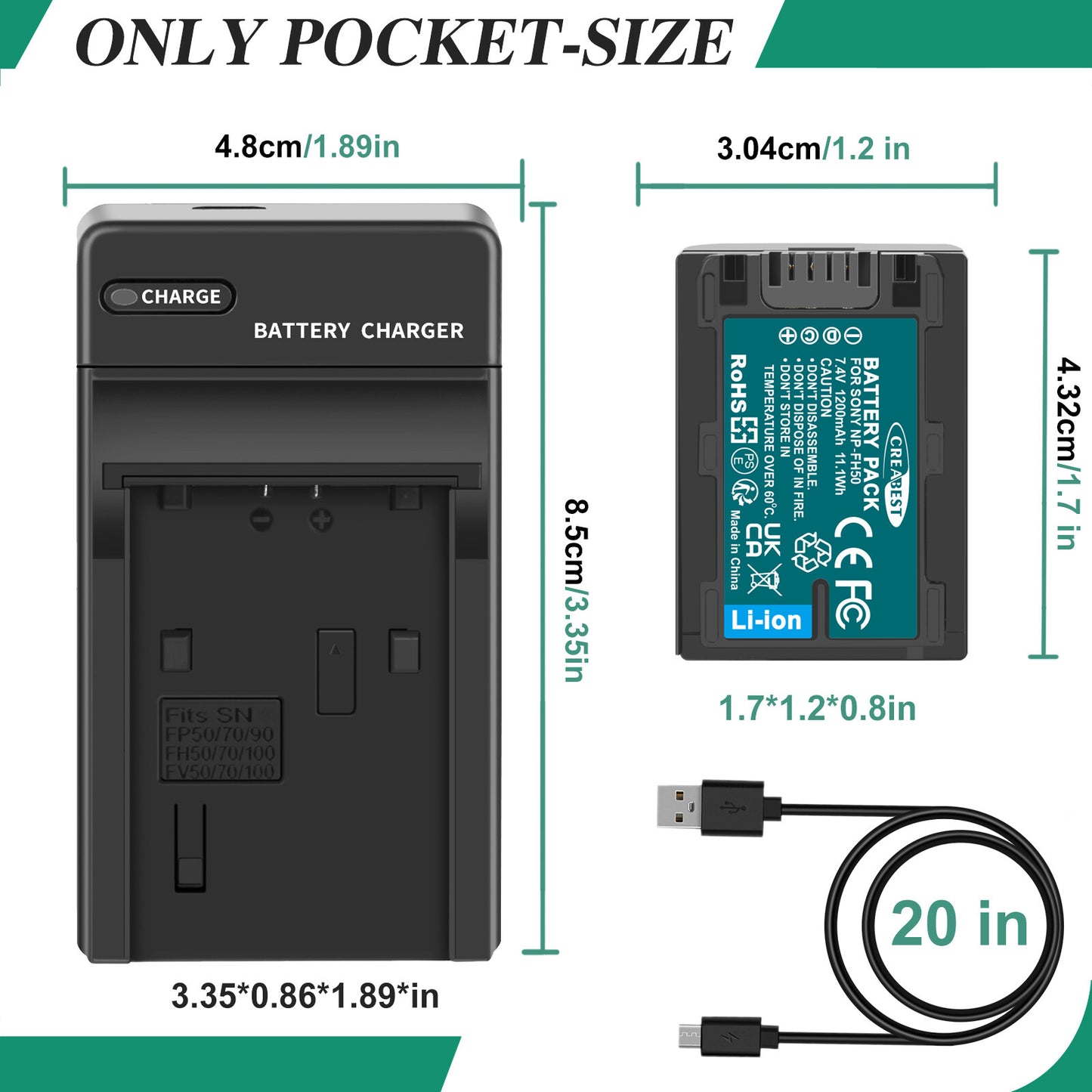 2x NP-FP50,NP-FP51 7.4V Batterie+Chargeur Pour Sony NP-FH40 NP-FH50 NP-FH60 NP-FH70