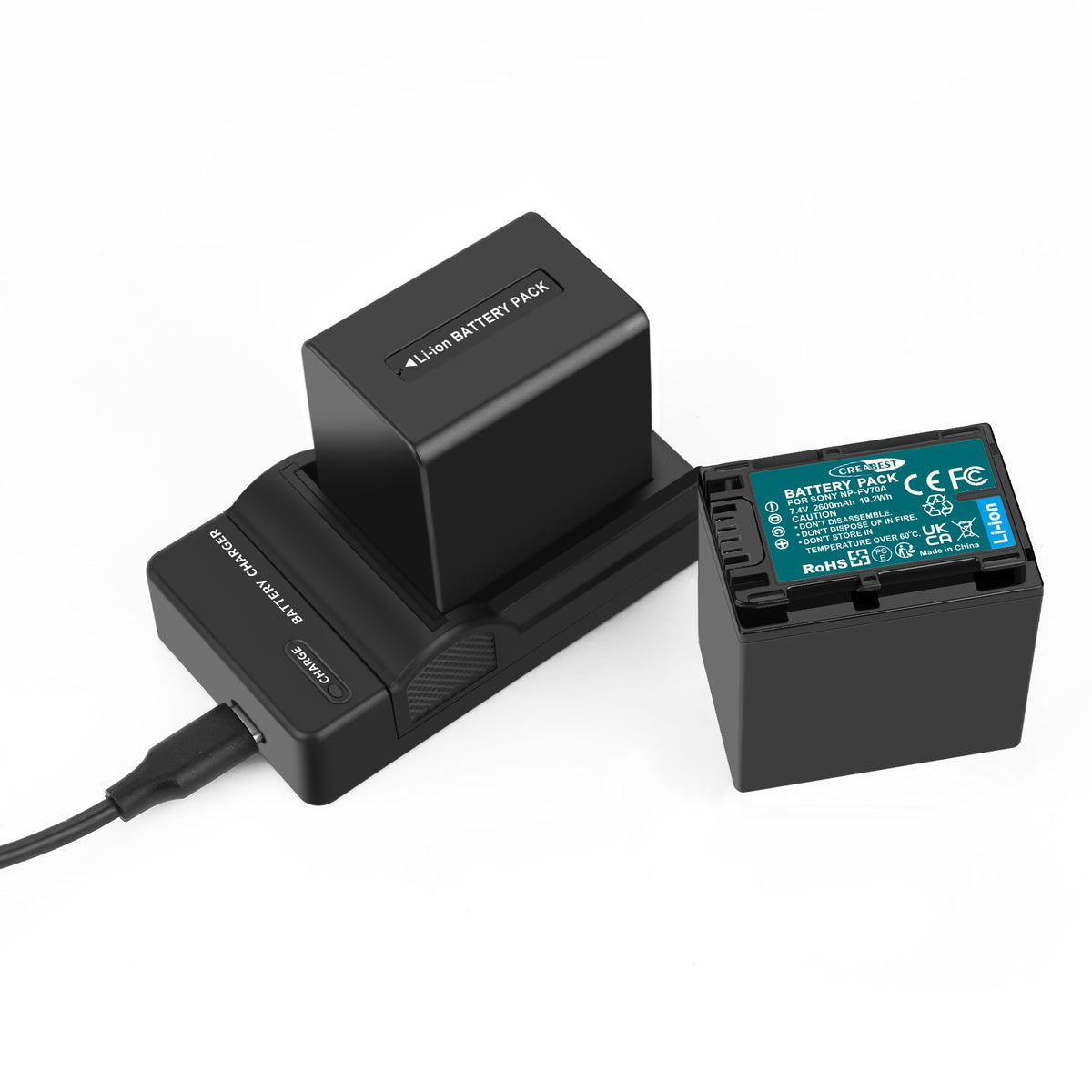 2x Batterie NP-FV70 2.6ah pour Sony NP-FV100 NP-FV90 NP-FV50 NP-FV30 NP-FV40 Chargeur