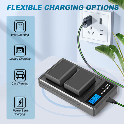 2X NP-FW50 Batteries et chargeur rapide pour Sony A6500 A6000 A7R A7RII A7S A7II RX10