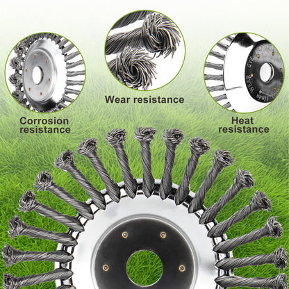 Tête de coupe-herbe à fil acier 6" 8" 10" Roue rotative désherbeuse avec kit adaptateur