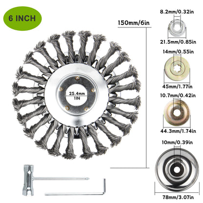 Tête de coupe-herbe à fil acier 6" 8" 10" Roue rotative désherbeuse avec kit adaptateur