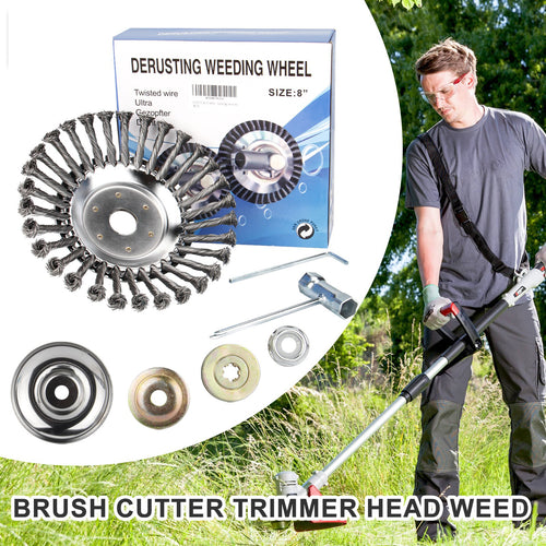 Tête de coupe-herbe à fil acier 6" 8" 10" Roue rotative désherbeuse avec kit adaptateur