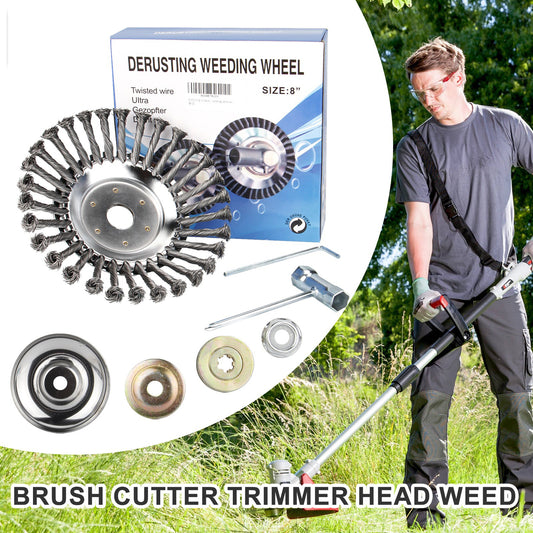 Tête de coupe-herbe à fil acier 6" 8" 10" Roue rotative désherbeuse avec kit adaptateur