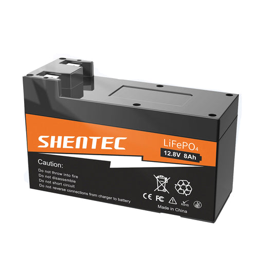 SHENTEC Batterie LiFePO4 8Ah 12,8V avec BMS pour bateau, camping-car, solaire, caravane, camping hors réseau, golf