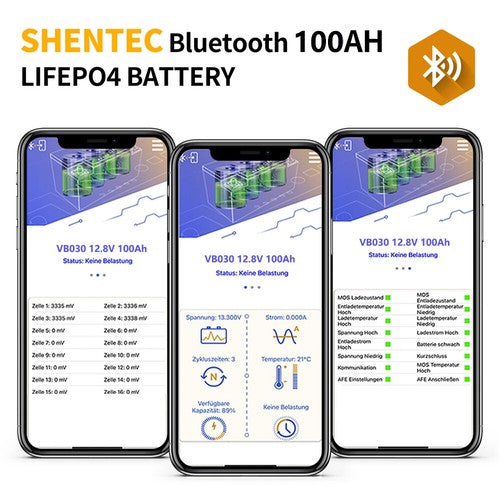 SHENTEC Batterie LiFePO4 12/24V 100/150/200/300Ah avec BMS pour bateau solaire, hors réseau et camping-car