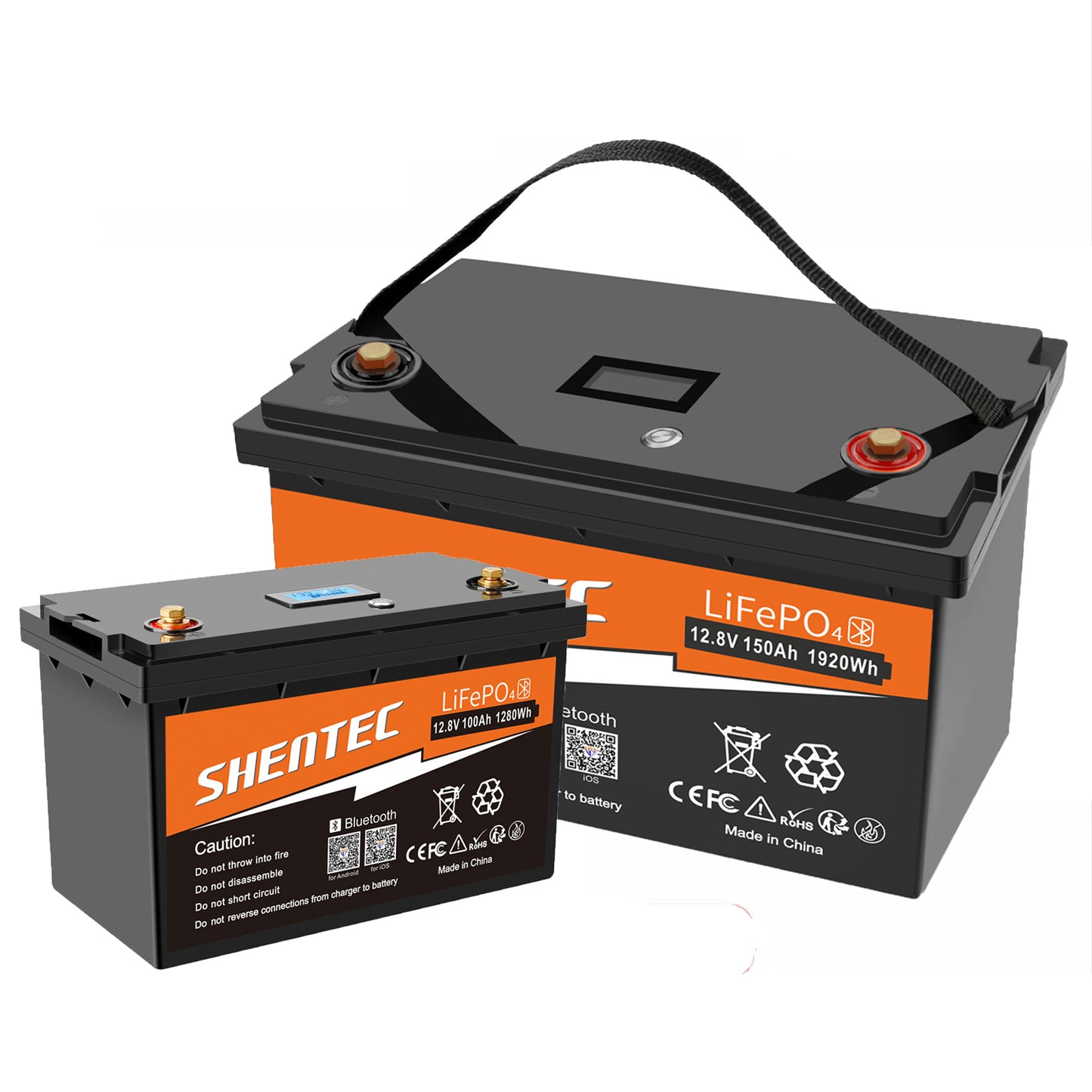 SHENTEC Batterie LiFePO4 12/24V 100/150/200/300Ah avec BMS pour bateau solaire, hors réseau et camping-car