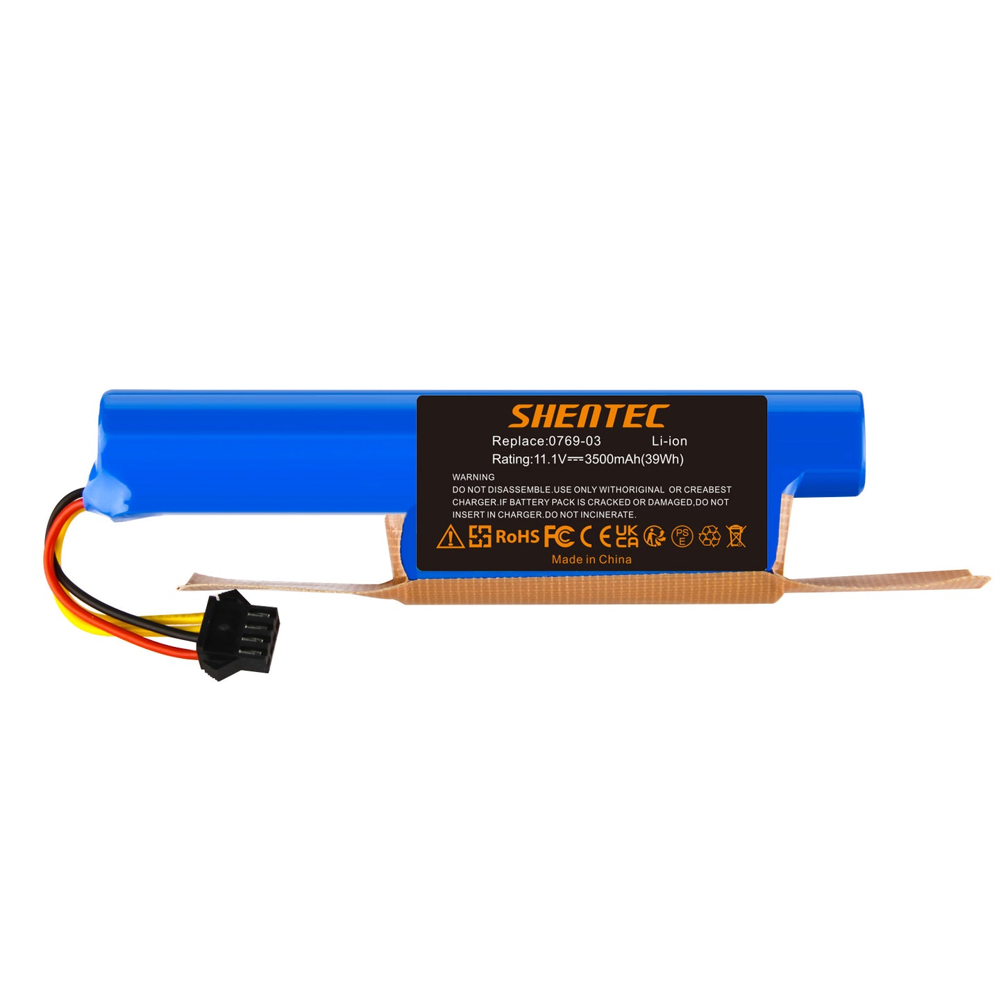 SHENTEC 10.8V 3.5Ah Batterie de remplacement Li-ion pour Vileda VR 102, VR One, VR 201 PetPro, VR 303, 0769-03