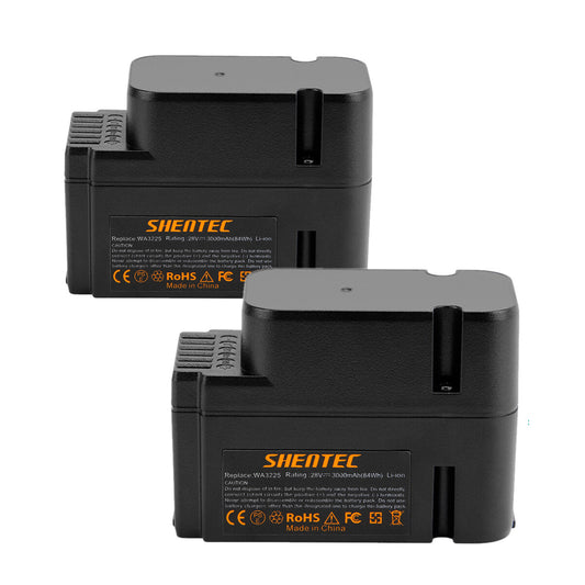 SHENTEC PLG Pack de 2 3.0AH 28V Batterie Li-ion pour Worx WG790E WG754E WG794E WG755E WA3225 WA3565