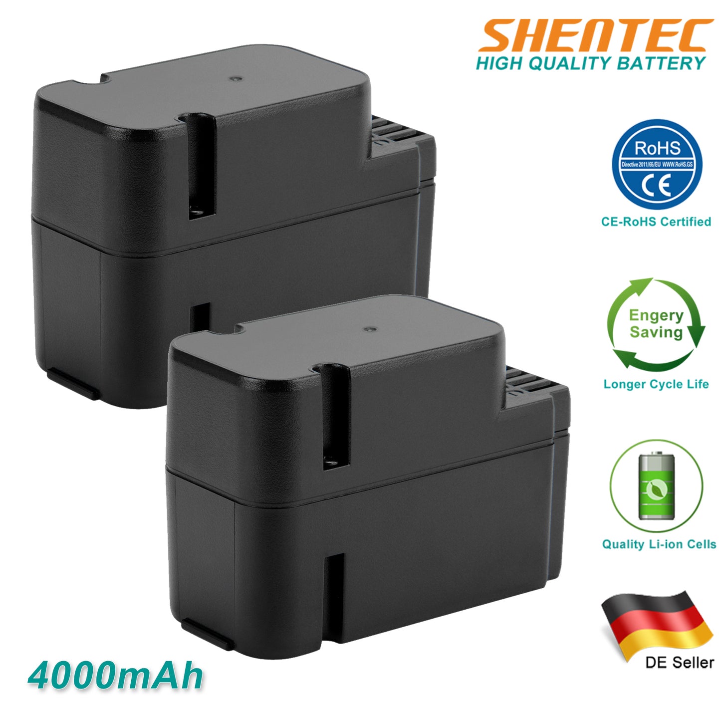 SHENTEC 2x 4.0Ah 28V Batterie de Remplacement Li-ion pour Worx WA3225 WA3565 WG754E WG790E WG791E.1 WG796E.1