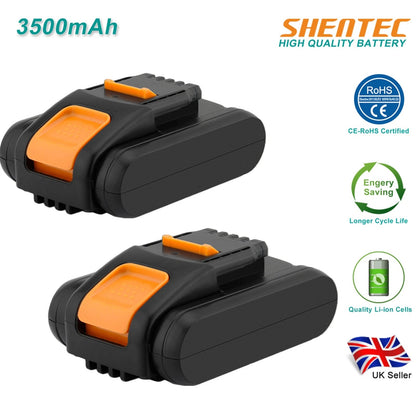 SHENTEC Lot De 2 Batteries Li-Ion 3500mAh 20V Pour Worx WA3551.1 WG169 WX372 WX166 WX372