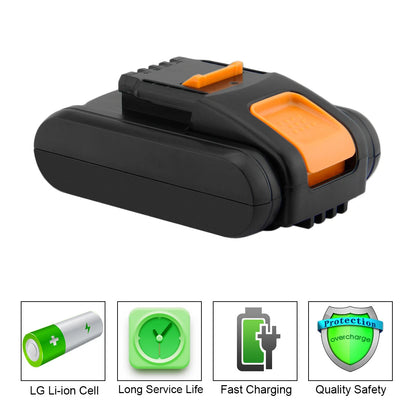 SHENTEC Lot De 2 Batteries Li-Ion 3500mAh 20V Pour Worx WA3551.1 WG169 WX372 WX166 WX372