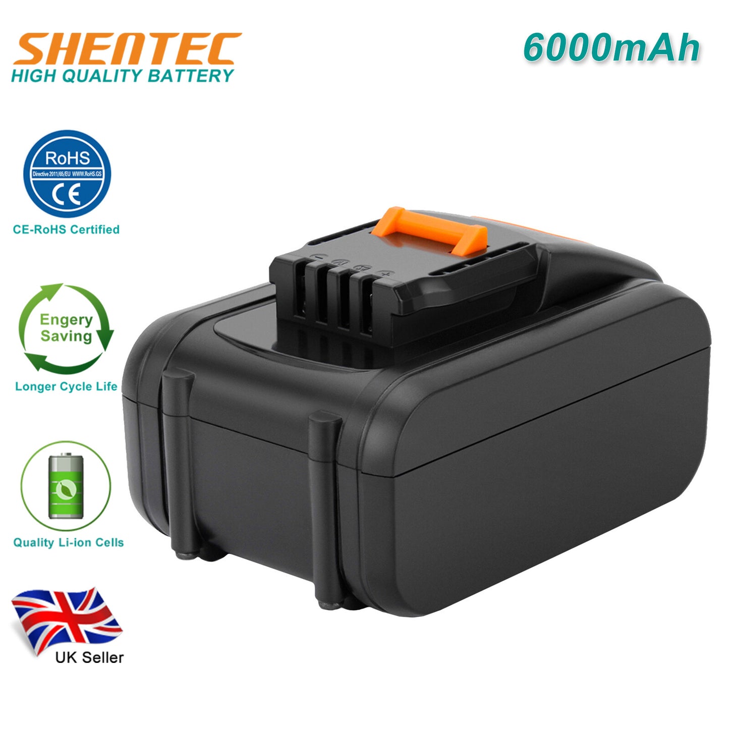 BATTERIE LI-ION 6000mAh 20V SHENTEC POUR WORX WA3551.1 WG169 WX372 WX166 WX372 WX390 WX166