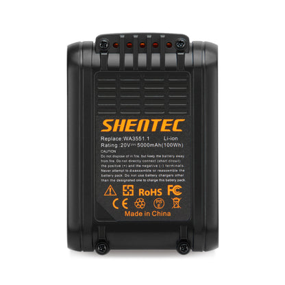 SHENTEC 2 X 20V 6Ah BATTERIES DE RECHANGE POUR WORX WA3551.1 WA3553 WA3516 WA3572 WG259E.9 WG169E